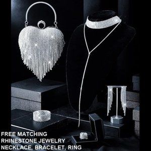 NWT Sparkling Bling Swarovski Crystal Rhinestone Heart Purse: Silver Gol…